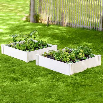 white vinyl raised garden bed|raised white outdoor resin garden.